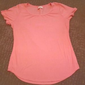 Bobbie Brooks Coral Ribbed Short Sleeve Tee Womens Sz.L